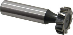 Interstate - 7/8" Diam x 1/4" Face Width, High Speed Steel, 10 Teeth, Shank Connection Woodruff Keyseat Cutter - Uncoated, 2-1/4" OAL x 1/2" Shank, Staggered Teeth, ANSI 807, Old Standard A - USA Tool & Supply