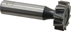 Interstate - 1" Diam x 5/16" Face Width, High Speed Steel, 12 Teeth, Shank Connection Woodruff Keyseat Cutter - Uncoated, 2-5/16" OAL x 1/2" Shank, Staggered Teeth, ANSI 1008, Old Standard B - USA Tool & Supply