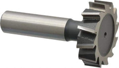 Interstate - 1-3/8" Diam x 3/8" Face Width, High Speed Steel, 14 Teeth, Shank Connection Woodruff Keyseat Cutter - Uncoated, 2-3/8" OAL x 1/2" Shank, Staggered Teeth, ANSI 1211, Old Standard F - USA Tool & Supply