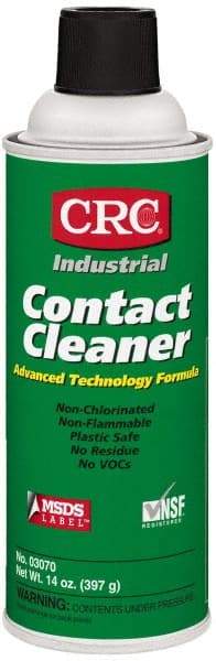 CRC - 14 Ounce Aerosol Contact Cleaner - 27,600 Volt Dielectric Strength, Nonflammable, Food Grade, Plastic Safe - USA Tool & Supply