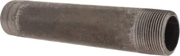 Made in USA - Schedule 80, 1-1/4" Diam x 8" Long Black Pipe Nipple - Threaded - USA Tool & Supply