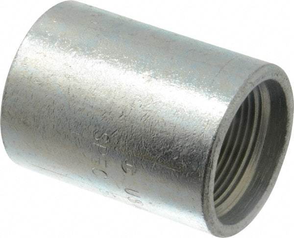 Made in USA - Class 300, 1-1/4" Galvanized Pipe Coupling - Threaded, Steel - USA Tool & Supply