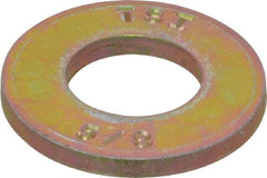 Made in USA - 5/8" Screw, Grade 8 Alloy Steel SAE Flat Washer - 21/32" ID x 1-5/16" OD, 0.146" Thick, Zinc Yellow Dichromate Finish - USA Tool & Supply
