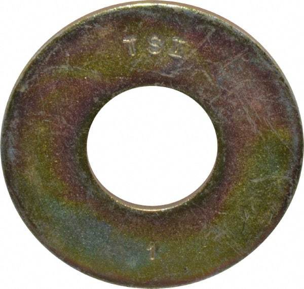 Made in USA - 1" Screw, Grade 8 Alloy Steel USS Flat Washer - 1.055" ID x 2.53" OD, 0.192" Thick, Zinc Yellow Dichromate Finish - USA Tool & Supply