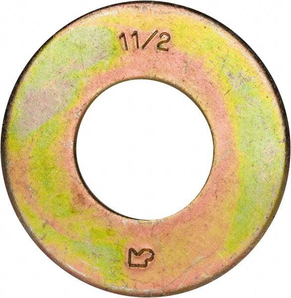 Made in USA - 1-1/2" Screw, Grade 8 Alloy Steel USS Flat Washer - 1.615" ID x 3.545" OD, 0.213" Thick, Zinc Yellow Dichromate Finish - USA Tool & Supply