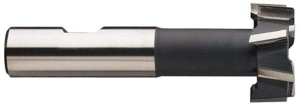 Made in USA - 2-7/32" Cut Diam, 1-3/32" Cut Width, 1-9/32" Neck Diam, 1-1/4" Shank Diam, 5-3/8" OAL, M42 Cobalt T-Slot Cutter - Uncoated, 1-1/4" Bolt, 4-9/32" Shank Length, Staggered Teeth, 12 Teeth, Weldon Flat - USA Tool & Supply