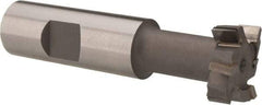 Made in USA - 31/32" Cut Diam, 25/64" Cut Width, 17/32" Neck Diam, 3/4" Shank Diam, 3-7/16" OAL, C2 Carbide-Tipped T-Slot Cutter - Uncoated, 1/2" Bolt, 2-1/16" Shank Length, Staggered Teeth, 6 Teeth, Weldon Flat - USA Tool & Supply