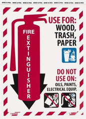 NMC - Fire Extinguisher - Use for: Wood, Paper, Trash - Do Not Use on: Oils, Paints, Electrical Equipment, Pressure Sensitive Vinyl Fire Sign - 9" Wide x 12" High - USA Tool & Supply