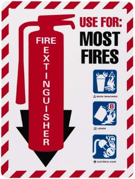 NMC - Fire Extinguisher - Use for: Most Fires, Plastic Fire Sign - 9" Wide x 12" High - USA Tool & Supply