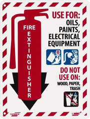 NMC - Fire Extinguisher - Use for: Oils, Paints, Electrical Equipment - Do Not Use on: Wood, Paper, Trash, Plastic Fire Sign - 9" Wide x 12" High - USA Tool & Supply