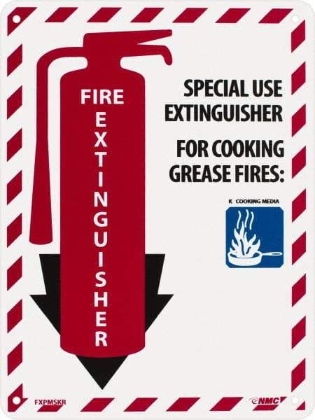 NMC - Fire Extinguisher - Special Use Extinguisher for Cooking Grease Fire:, Plastic Fire Sign - 9" Wide x 12" High - USA Tool & Supply