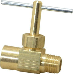 Parker - 1/8" Pipe, Inline Needle Valve - FNPTF x MNPTF Ends, Brass Valve, 150 Max psi - USA Tool & Supply
