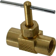 Parker - 1/8" Pipe, Inline Needle Valve - FNPTF x FNPTF Ends, Brass Valve, 150 Max psi - USA Tool & Supply