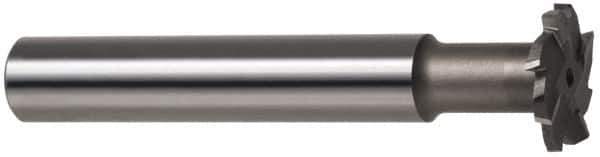 Made in USA - 1-1/4" Cut Diam, 5/16" Cut Width, 19/32" Neck Diam, 3/4" Shank Diam, 5-1/8" OAL, M2 High Speed Steel T-Slot Cutter - Uncoated, Staggered Teeth, 8 Teeth, Weldon Flat - USA Tool & Supply