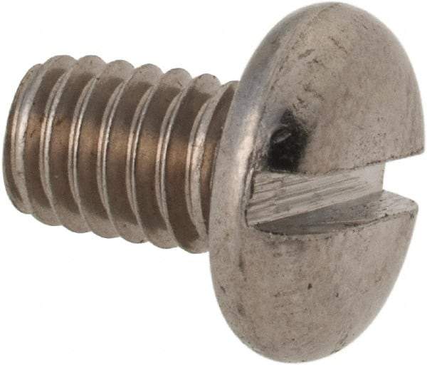 Value Collection - M4x0.70 Metric Coarse, 6mm Length Under Head Slotted Drive Machine Screw - Pan Head, Grade 316 & A4 Stainless Steel, Uncoated, Without Washer - USA Tool & Supply