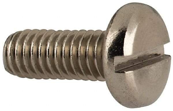 Value Collection - M4x0.70 Metric Coarse, 10mm Length Under Head Slotted Drive Machine Screw - Pan Head, Grade 316 & A4 Stainless Steel, Uncoated, Without Washer - USA Tool & Supply