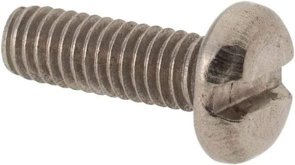Value Collection - M4x0.70 Metric Coarse, 12mm Length Under Head Slotted Drive Machine Screw - Pan Head, Grade 316 & A4 Stainless Steel, Uncoated, Without Washer - USA Tool & Supply