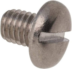 Value Collection - M5x0.80 Metric Coarse, 6mm Length Under Head Slotted Drive Machine Screw - Pan Head, Grade 316 & A4 Stainless Steel, Uncoated, Without Washer - USA Tool & Supply