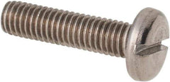 Value Collection - M5x0.80 Metric Coarse, 20mm Length Under Head Slotted Drive Machine Screw - Pan Head, Grade 316 & A4 Stainless Steel, Uncoated, Without Washer - USA Tool & Supply