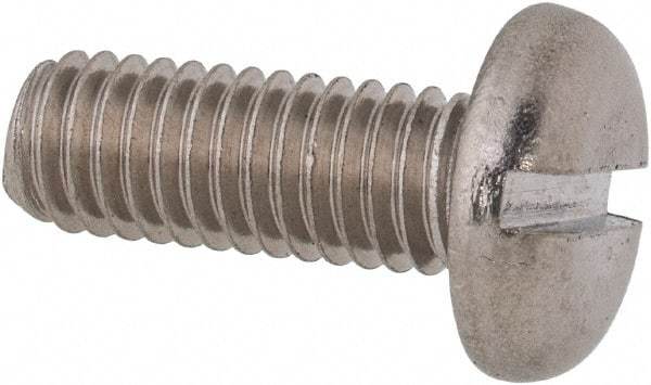 Value Collection - M6x1.00 Metric Coarse, 16mm Length Under Head Slotted Drive Machine Screw - Pan Head, Grade 316 & A4 Stainless Steel, Uncoated, Without Washer - USA Tool & Supply