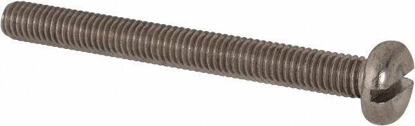 Value Collection - M6x1.00 Metric Coarse, 60mm Length Under Head Slotted Drive Machine Screw - Pan Head, Grade 316 & A4 Stainless Steel, Uncoated, Without Washer - USA Tool & Supply