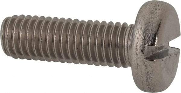 Value Collection - M8x1.25 Metric Coarse, 25mm Length Under Head Slotted Drive Machine Screw - Pan Head, Grade 316 & A4 Stainless Steel, Uncoated, Without Washer - USA Tool & Supply