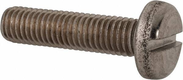 Value Collection - M10x1.50 Metric Coarse, 40mm Length Under Head Slotted Drive Machine Screw - Pan Head, Grade 316 & A4 Stainless Steel, Uncoated, Without Washer - USA Tool & Supply