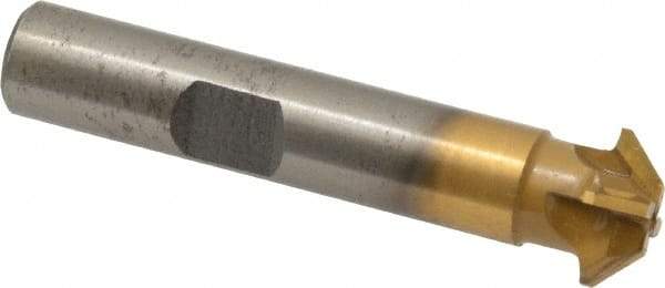 Whitney Tool Co. - 1/2" Diam x 1/8" Width of Cut, 45° Included Angle, Shank Connection, Carbide Tipped Single Angle Cutter - 3/8" Shank Diam, 2-1/8" Overall Length, Right Hand Cut, TiN Coated - USA Tool & Supply