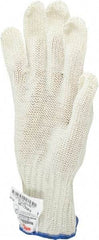 Whizard - Size M (8), ANSI Cut Lvl 5, Kevlar/Spectra/Stainless Steel Cut Resistant Gloves - High Strength Fiber/Stainless Steel Lining, Knit Wrist, Gray, Ambidextrous - USA Tool & Supply