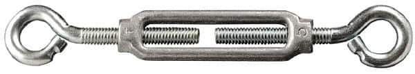 Made in USA - 52 Lb Load Limit, #12 Thread Diam, 1-13/16" Take Up, Aluminum Eye & Eye Turnbuckle - 2-9/16" Body Length, 3/16" Neck Length, 4-1/2" Closed Length - USA Tool & Supply