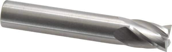 RobbJack - 1/2", 5/8" LOC, 1/2" Shank Diam, 3" OAL, 4 Flute, Solid Carbide Square End Mill - Single End, Uncoated, Spiral Flute, 30° Helix, Centercutting, Right Hand Cut, Right Hand Flute, Series TS-401 - USA Tool & Supply