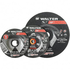 WALTER Surface Technologies - 24 Grit, 7" Wheel Diam, 1/4" Wheel Thickness, Type 28 Depressed Center Wheel - Aluminum Oxide, Resinoid Bond, 8,600 Max RPM - USA Tool & Supply