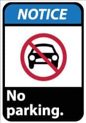 NMC - "Notice - No Parking", 14" Long x 10" Wide, Rigid Plastic Safety Sign - Rectangle, 0.05" Thick, Use for Security & Admittance - USA Tool & Supply