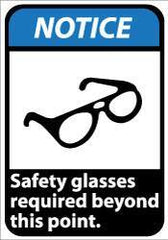 NMC - "Notice - Safety Glasses Required Beyond This Point", 14" Long x 10" Wide, Aluminum Safety Sign - Rectangle, 0.04" Thick, Use for Accident Prevention - USA Tool & Supply