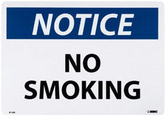 NMC - "Notice - No Smoking", 14" Long x 20" Wide, Aluminum Safety Sign - Rectangle, 0.04" Thick, Use for Accident Prevention - USA Tool & Supply