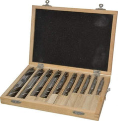 Interstate - 3/16 to 3/4", 4 Flute Square End Mill Set - Uncoated, High Speed Steel, Double End, 3/8, 1/2" Shank Diam, Centercutting - USA Tool & Supply