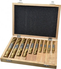 Interstate - 3/16 to 3/4", 4 Flute Square End Mill Set - TiN Coating, High Speed Steel, Double End, 3/8, 1/2" Shank Diam, Centercutting - USA Tool & Supply