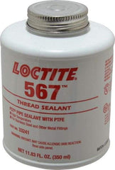 Loctite - 350 ml Brush Top Can White Pipe Sealant - Methacrylate Ester, 400°F Max Working Temp, For Sealing Metal Tapered Pipe Threads & Fittings Up to 2" - USA Tool & Supply