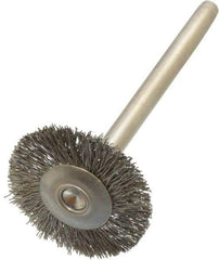 Anderson - 3/4" OD, 1/8" Shank Diam, Crimped Stainless Steel Wheel Brush - 0.005" Filament Diam, 25,000 RPM - USA Tool & Supply