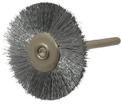 Anderson - 1-1/4" OD, 1/8" Shank Diam, Crimped Steel Wheel Brush - 0.005" Filament Diam, 25,000 RPM - USA Tool & Supply