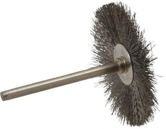 Anderson - 1-1/2" OD, 1/8" Shank Diam, Crimped Stainless Steel Wheel Brush - 0.005" Filament Diam, 25,000 RPM - USA Tool & Supply