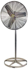 Airmaster - 30" Blade, 1/4 hp, 8,800 Max CFM, Single Phase Food Service Non-Adjustable Pedestal Fan - 115/230 Volts, 1 Speed - USA Tool & Supply