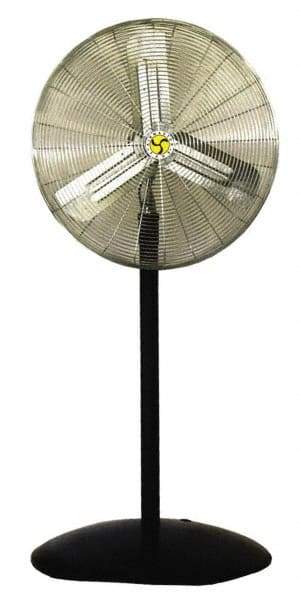 Airmaster - 30" Blade, 1/3 hp, 3,415, 5,300 & 7,185 CFM, Industrial Circulation Fan - Pedestal, 115 Volts, 2.7 Amps, 3 Speed - USA Tool & Supply