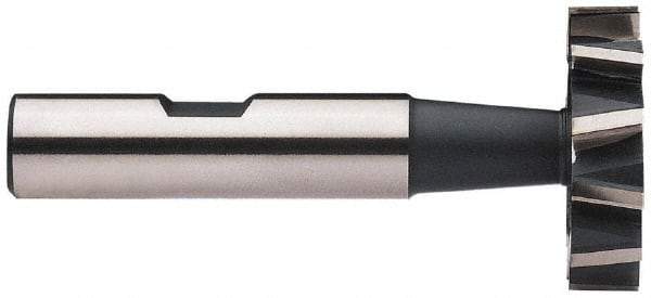 Interstate - 7/8" Diam x 7/32" Face Width, High Speed Steel, 10 Teeth, Shank Connection Woodruff Keyseat Cutter - Uncoated, 2-7/32" OAL x 1/2" Shank, Staggered Teeth, ANSI 707, Old Standard 12 - USA Tool & Supply