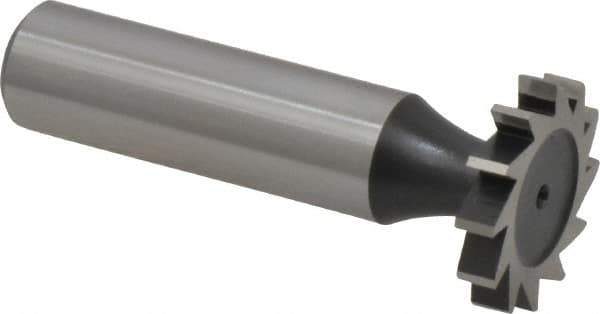 Interstate - 7/8" Diam x 5/32" Face Width, High Speed Steel, 10 Teeth, Shank Connection Woodruff Keyseat Cutter - Uncoated, 2-5/32" OAL x 1/2" Shank, Straight Teeth, ANSI 507, Old Standard 10 - USA Tool & Supply