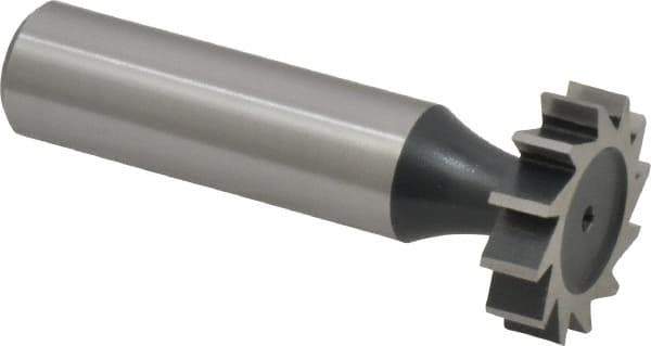 Interstate - 7/8" Diam x 7/32" Face Width, High Speed Steel, 10 Teeth, Shank Connection Woodruff Keyseat Cutter - Uncoated, 2-7/32" OAL x 1/2" Shank, Straight Teeth, ANSI 707, Old Standard 12 - USA Tool & Supply