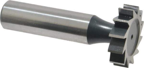 Interstate - 1" Diam x 1/4" Face Width, High Speed Steel, 12 Teeth, Shank Connection Woodruff Keyseat Cutter - Uncoated, 2-1/4" OAL x 1/2" Shank, Straight Teeth, ANSI 808, Old Standard 15 - USA Tool & Supply