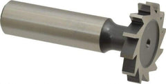 Interstate - 1-1/8" Diam x 3/16" Face Width, High Speed Steel, 12 Teeth, Shank Connection Woodruff Keyseat Cutter - Uncoated, 2-3/16" OAL x 1/2" Shank, Straight Teeth, ANSI 609, Old Standard 16 - USA Tool & Supply
