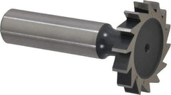 Interstate - 1-1/4" Diam x 7/32" Face Width, High Speed Steel, 14 Teeth, Shank Connection Woodruff Keyseat Cutter - Uncoated, 2-7/32" OAL x 1/2" Shank, Straight Teeth, ANSI 710, Old Standard 20 - USA Tool & Supply