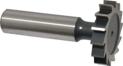 Interstate - 1-1/4" Diam x 1/4" Face Width, High Speed Steel, 14 Teeth, Shank Connection Woodruff Keyseat Cutter - Uncoated, 2-1/4" OAL x 1/2" Shank, Straight Teeth, ANSI 810, Old Standard 21 - USA Tool & Supply
